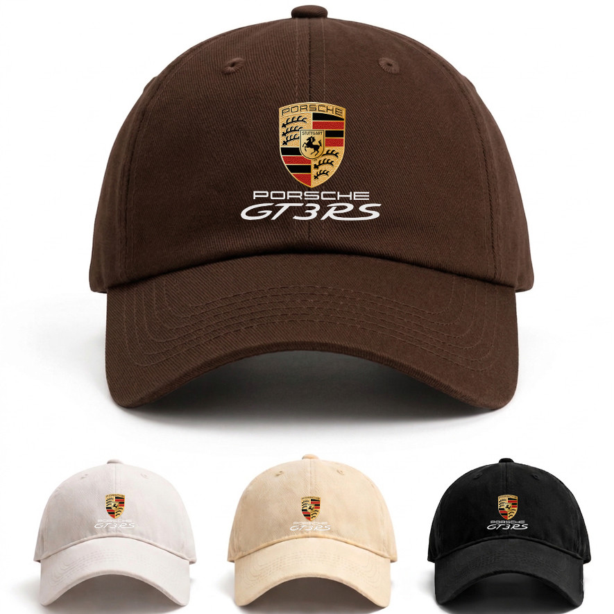 Boné Aba Curva Porsche GT3RS Shield Supercar Racing Car Culture Branco Qualidade Streetwear Moda Promoção
