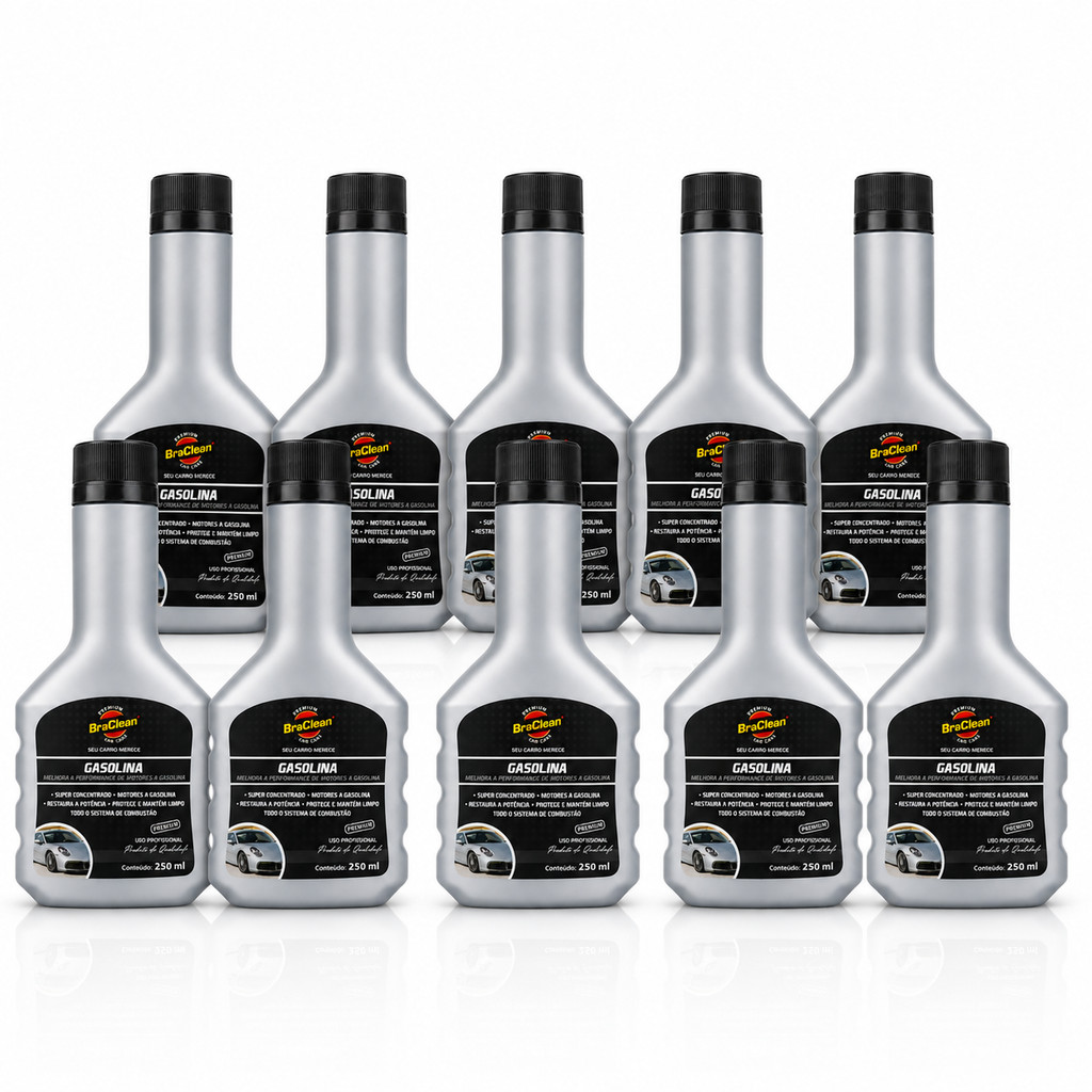 Aditivo Gasolina BraClean 250ml Kit 10 Unidades Gasolina Em Dia Para Seu Carro Uso Automotivo