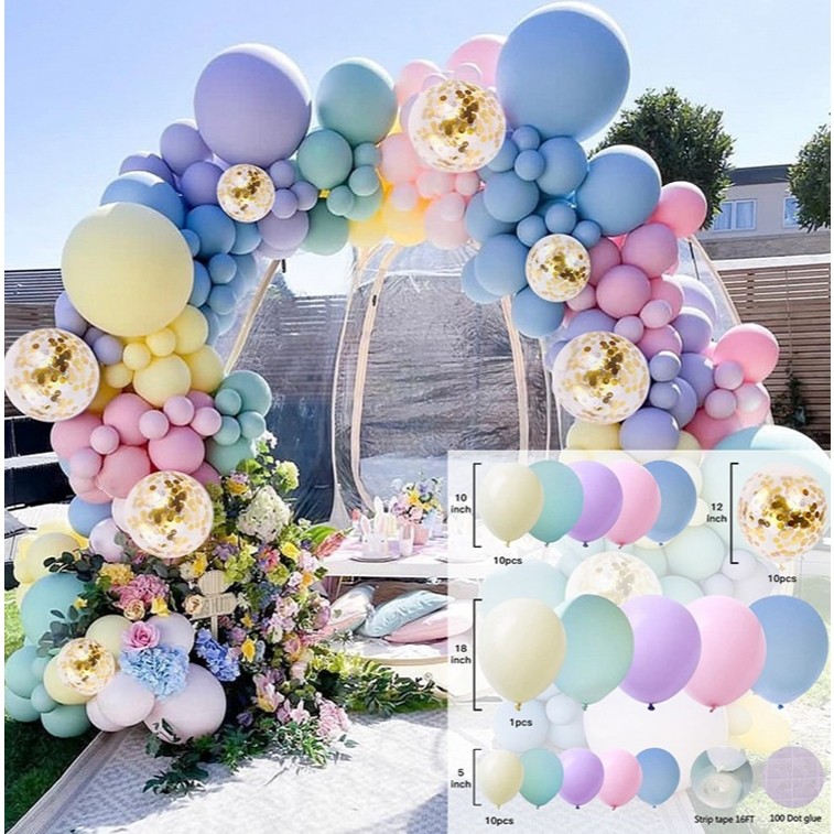 Kit 115 peças Balões fosco Balão Para Festas e Aniversários decoração C/Fita adesiva - Rosa