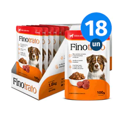 Kit CAIXA FECHADA 18x Sachê Finotrato Cães Adultos Sabor Carne 100g