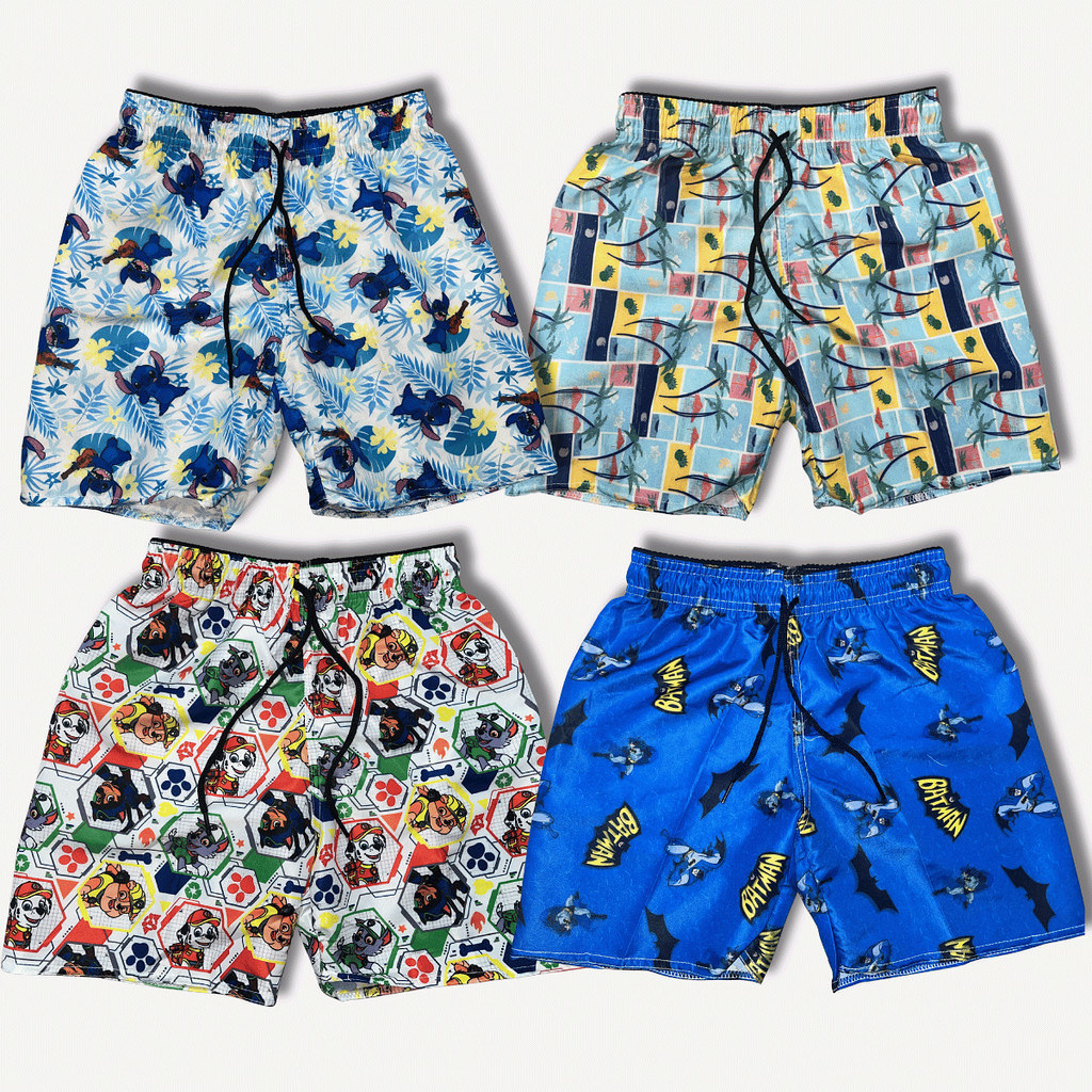 Kit 3 Bermuda Sortido Infantil Tecido Tactel Estampado Kids Colors, Lady Stores