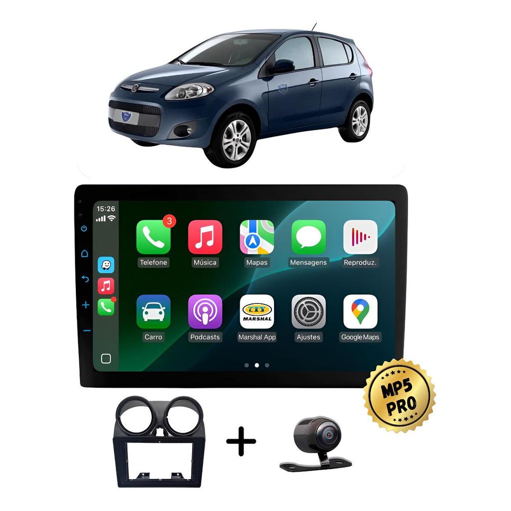 Kit Multimidia Mp5 Pro+ 9'' Novo Palio Attractive 2012 2013 2014 2015 2016 2017