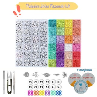 Conjunto de Material de pulseira, incluindo 24 cores no Total de 13.200 contas, pode fazer pulseiras, colares e cordões 