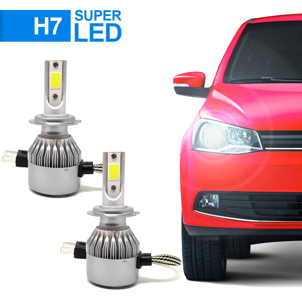 Par Lâmpadas H7 Farol Baixo Polo 2002 2003 2004 2005 2006 2007 Super Led Forte Efeito Xenon Branco Frio Gelo