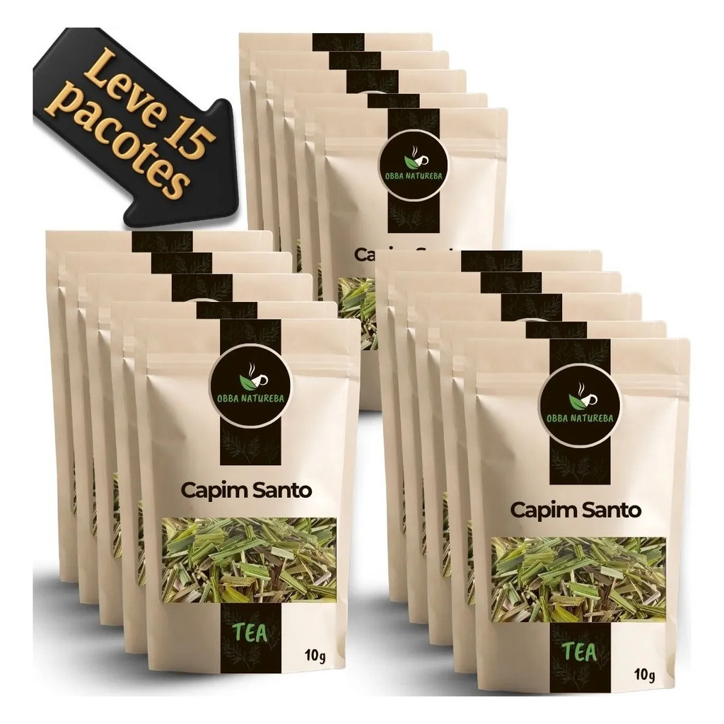 Infusão de Capim Santo Para Preparo de Chá Secagem Natural-Com 15 Pacotes
