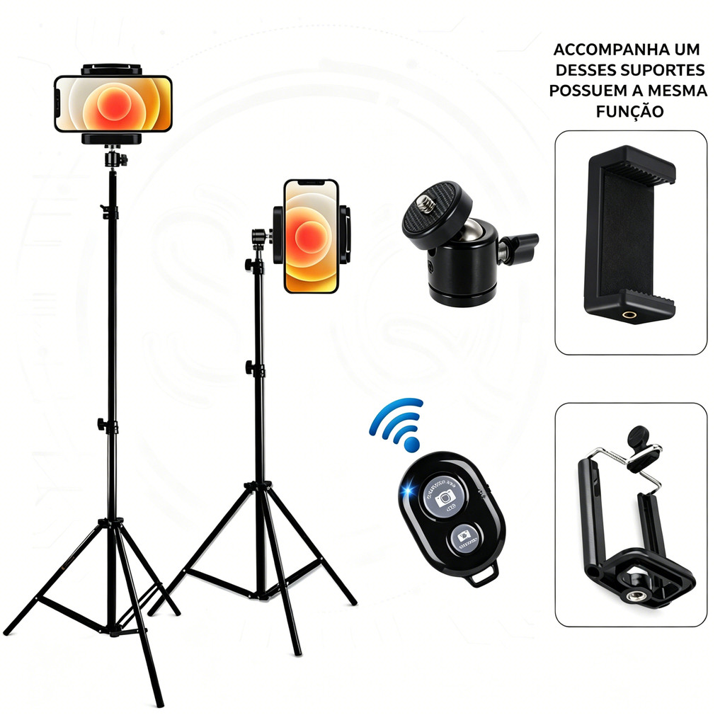 Tripé Universal para Celular Camera e Webcam 2.10m tripe