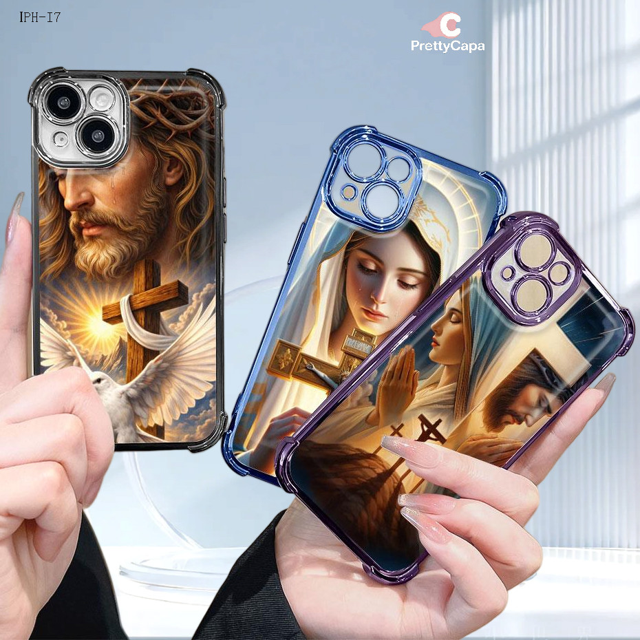 Capa Anti Impacto Transparente Luxo Para iPhone 17 17E 16 16E 15 14 13 12 11 XR 7 8 SE Pro Max Plus Capas Phone  0977FS