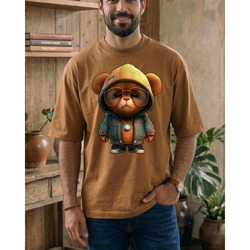 Camiseta Estampada Bear Oculos Personalizada Oversized Streetwear