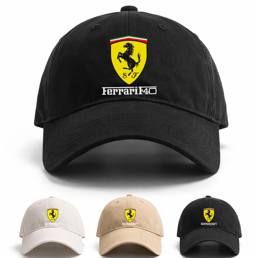 Boné Unissex Ferrari F40 Supercar Classic Car Marrom Confortavel Culture Verao Racing Casual Moda Tendência Promoção