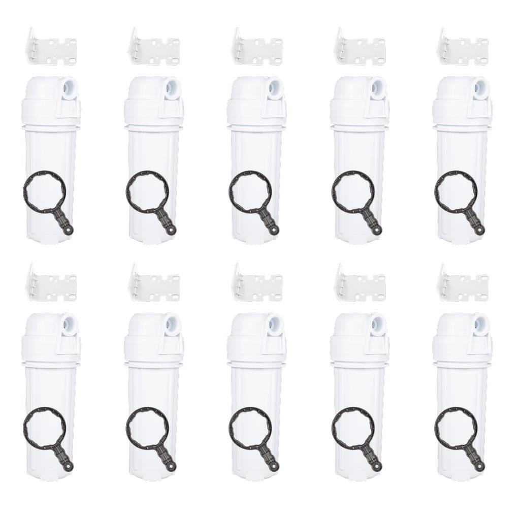 Kit 10 Unidades Carcaça Filtro Água 10  Conexão 1/2  Branco N/a