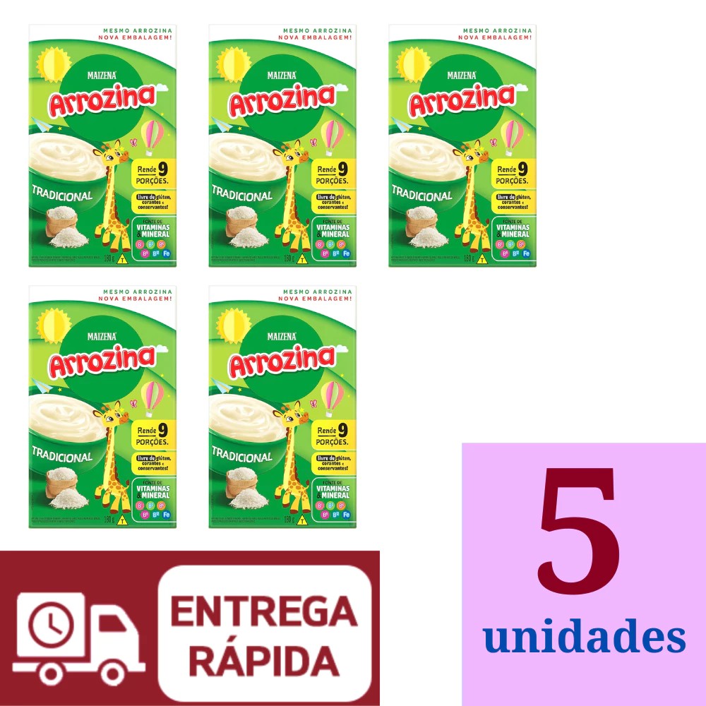 Arrozina Tradicional Maizena Vitaminada 180g Kit 5