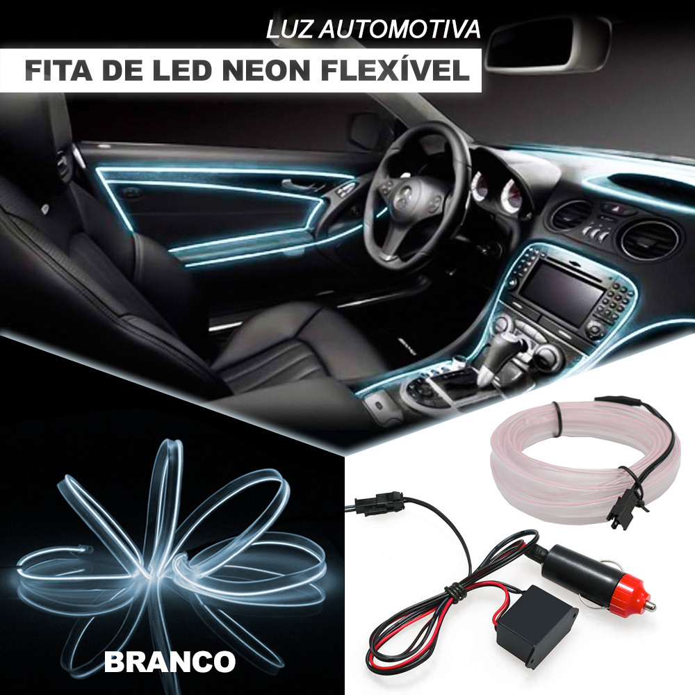 Fita Barra Led P/ Painel Branco Frio Polo 2008 2009 2010 2011 2012 2013 5m Luz Neon Ambiente Interno Tunning