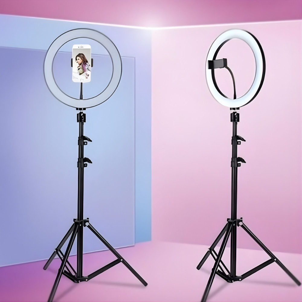 Ring Light LED 10” com Tripé Ajustável 2.10 Metro Suporte Celular para Vídeo Selfie e Live