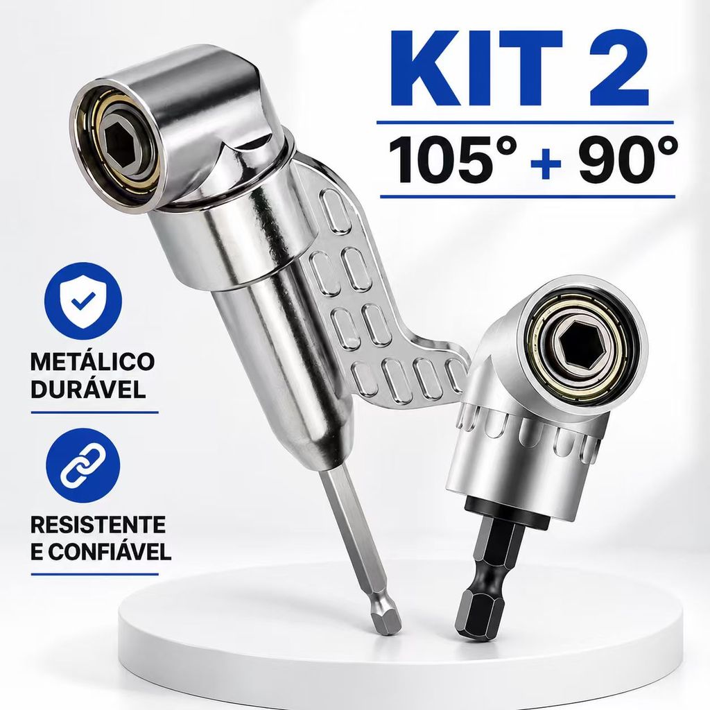 Adaptador Angular Longo (105°) e Adaptador Angular Curto/Longo (90° - 130 mm) para Furadeira e Parafusadeira