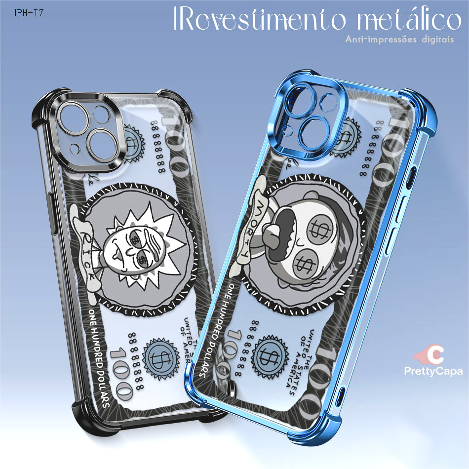Capa Anti Impacto Transparente Luxo Para iPhone 17 17E 16 16E 15 14 13 12 11 XR 7 8 SE Pro Max Plus Capas 0735FS