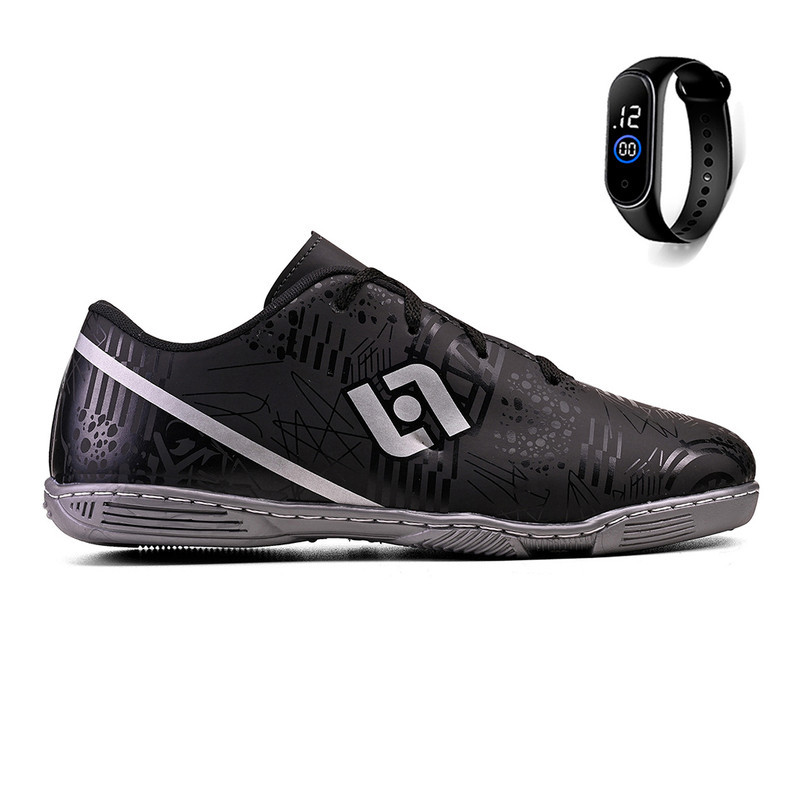 Chuteira Infantil Futebol de Salão Leve + Relógio Digital