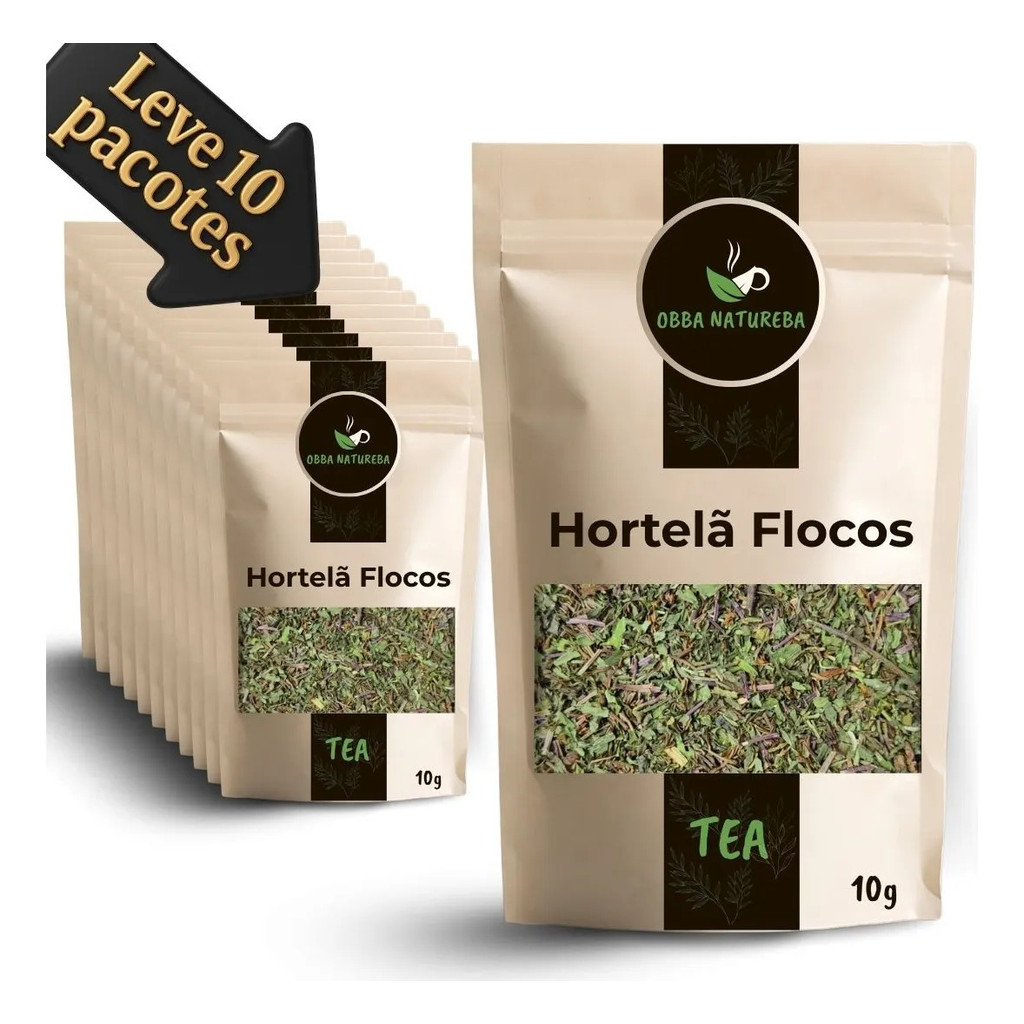 Hortelã Flocos para Chá Ervas de Qualidade Selecionada Próprias Para Infusão - Leve 10 Unidades
