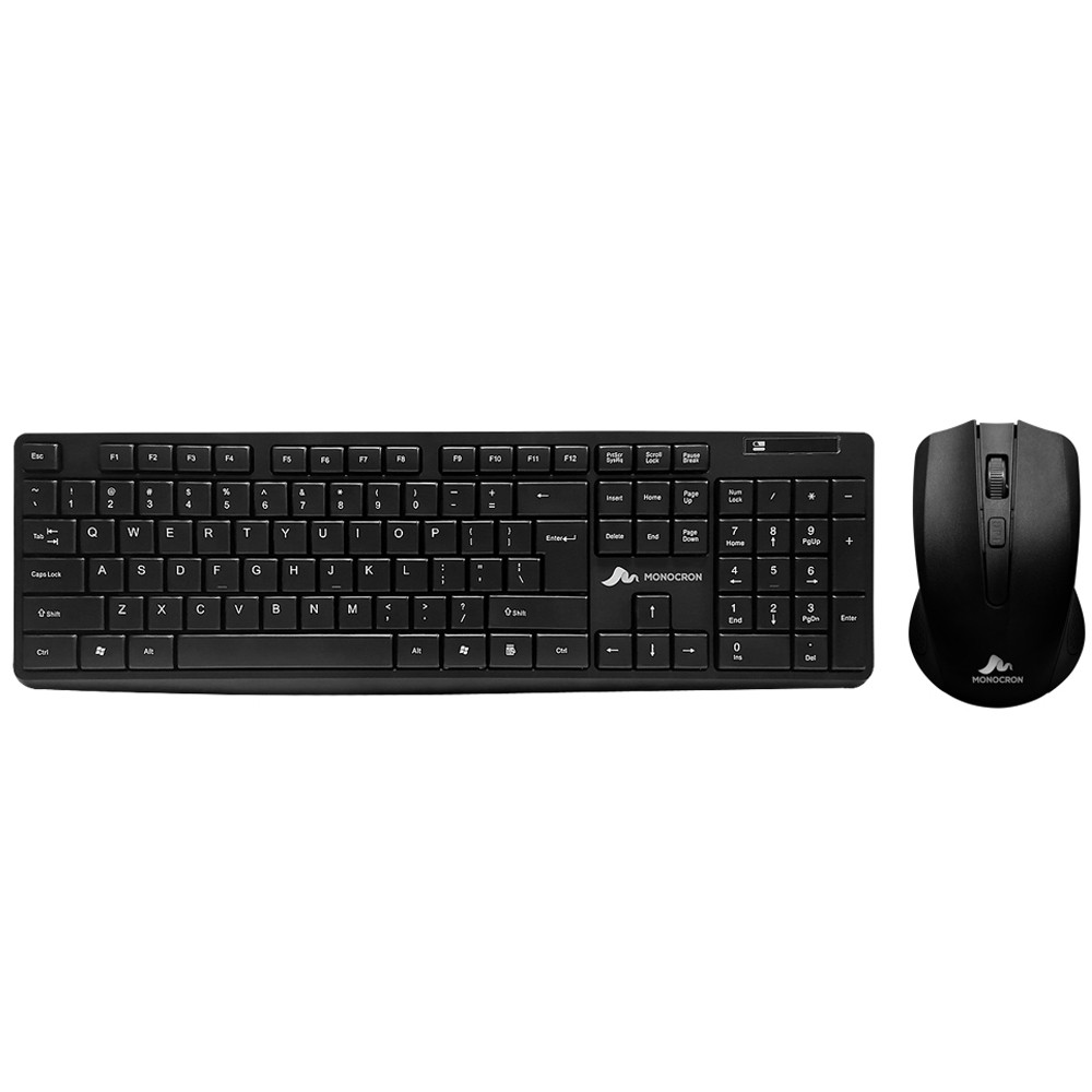 Kit Teclado e Mouse Sem Fio Wireless 2.4GHz Monocron ABNT2 107 Teclas USB Preto para PC e Notebook