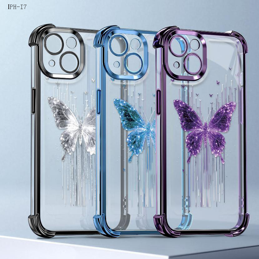 Capa Anti Impacto Transparente Luxo Para iPhone 17 17E 16 16E 15 14 13 12 11 XR 7 8 SE Pro Max Plus Capas 0993FS