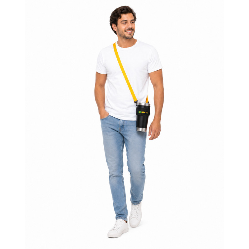 Alça Porta Copo Suporte Para Copo Térmico Brasil Com Bandeira Ajustável Prático Premium