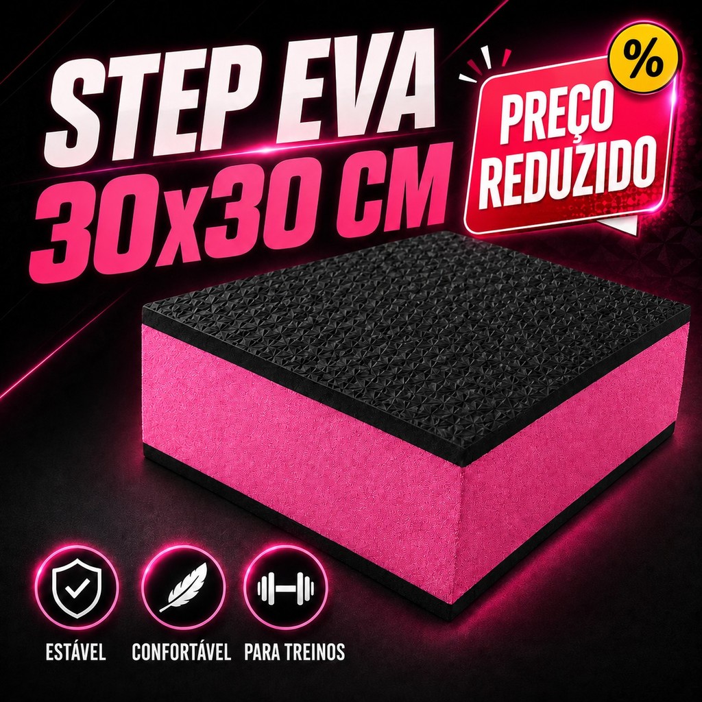 Kit 2 Step Academia 30x30x10 EVA Antiderrapante Plataforma Fitness Agachamento Treino