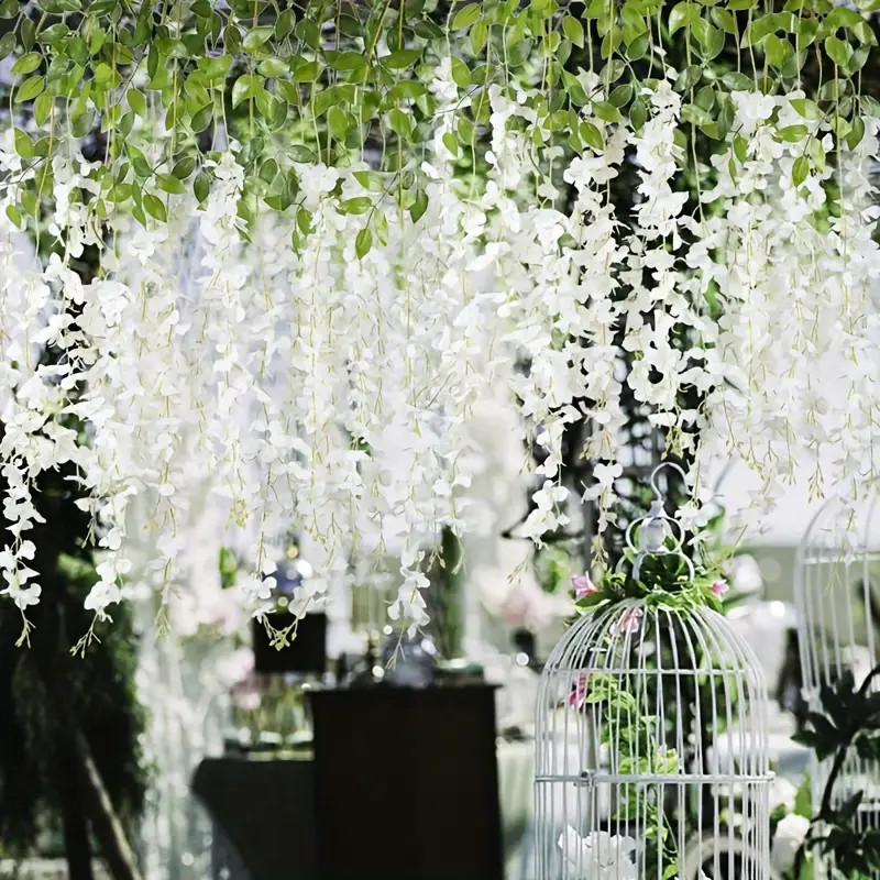 6pcs Flores Artificiais Wisteria Falsas Penduradas Em Vinha De Seda Para Decorações De Festas De Casamento No Jardim Ven