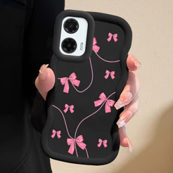 Capinha Laço Para Motorola Moto G35 5G Capa De Silicone Macia Estilo Simples Macaron Case 0133