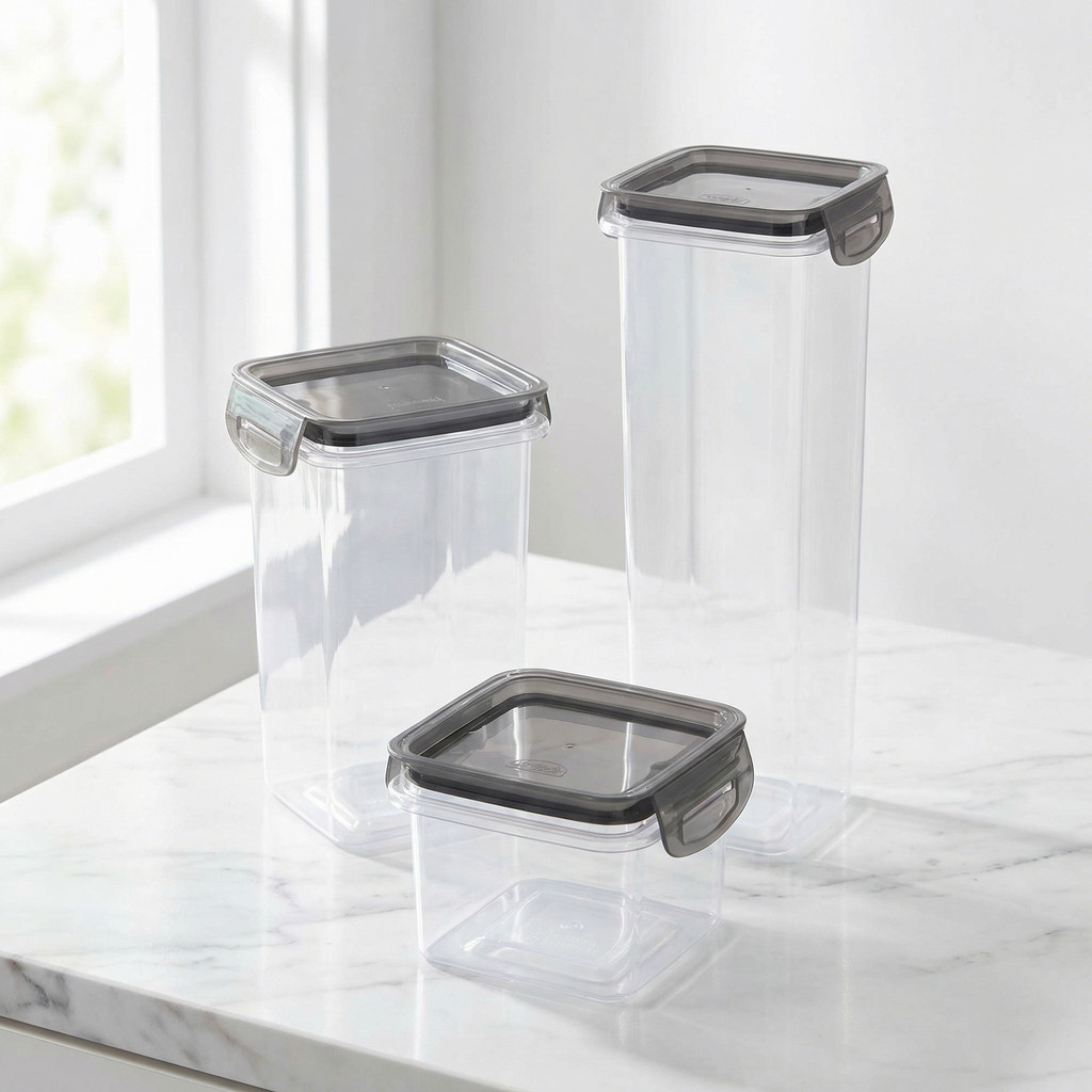 Kit 3 Potes Porta Mantimentos com Trava 380ML, 1,24L e 1,6L Transparente - Versatilidade na Cozinha