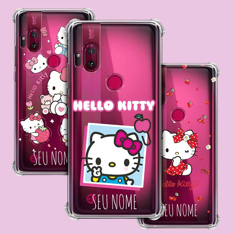 Capa Capinha - Motorola Moto One Hyper - Hello Kitty Transparente Personalizada Nome Cute Kawaii