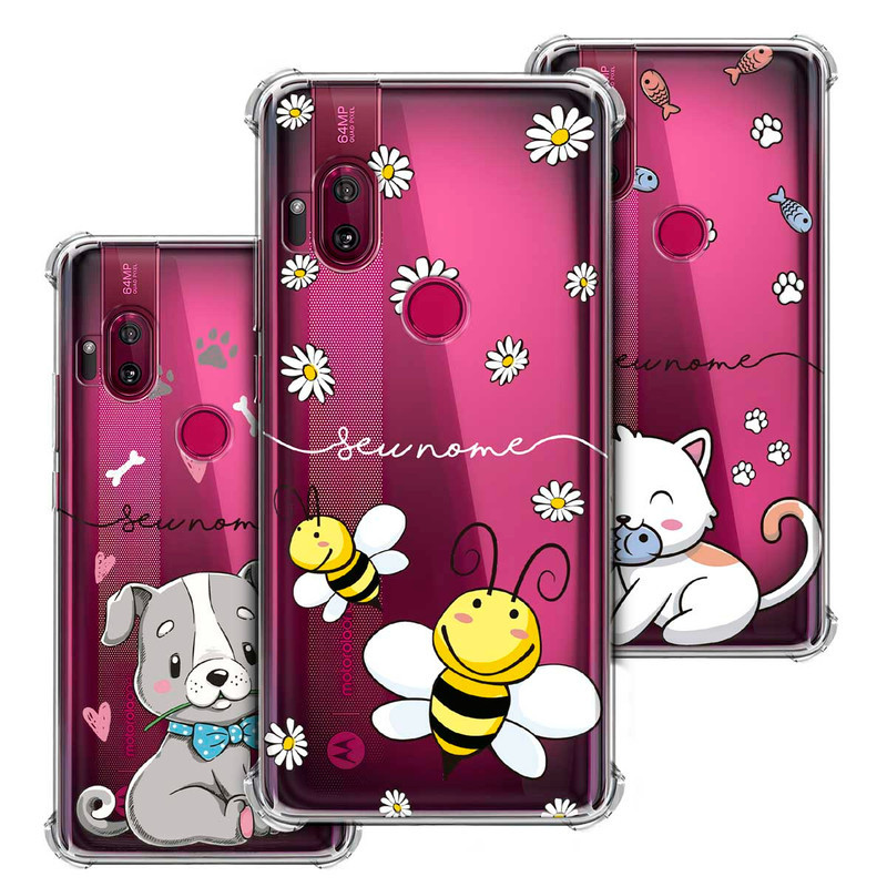 Capa Capinha - Motorola Moto One Hyper - Bichinhos Fofos Animais Personalizada Anti-Impacto Transparente