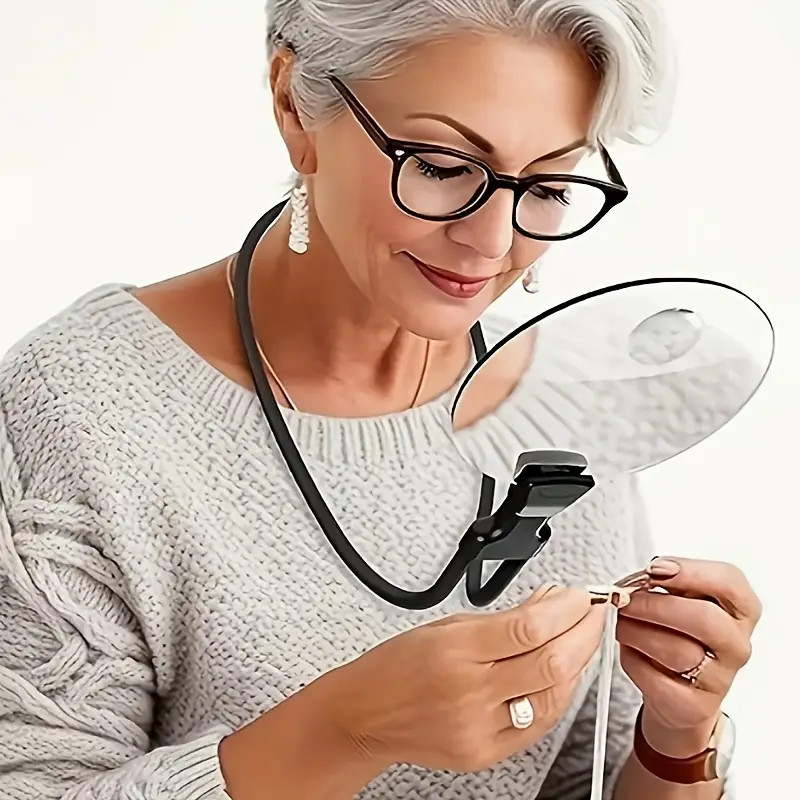 3X/10X Lupa Proteção Para Os Olhos HD Leitura Costura Idosos Mãos Livres Ajustável Pendurado Pescoço Preto Vendido(s) 