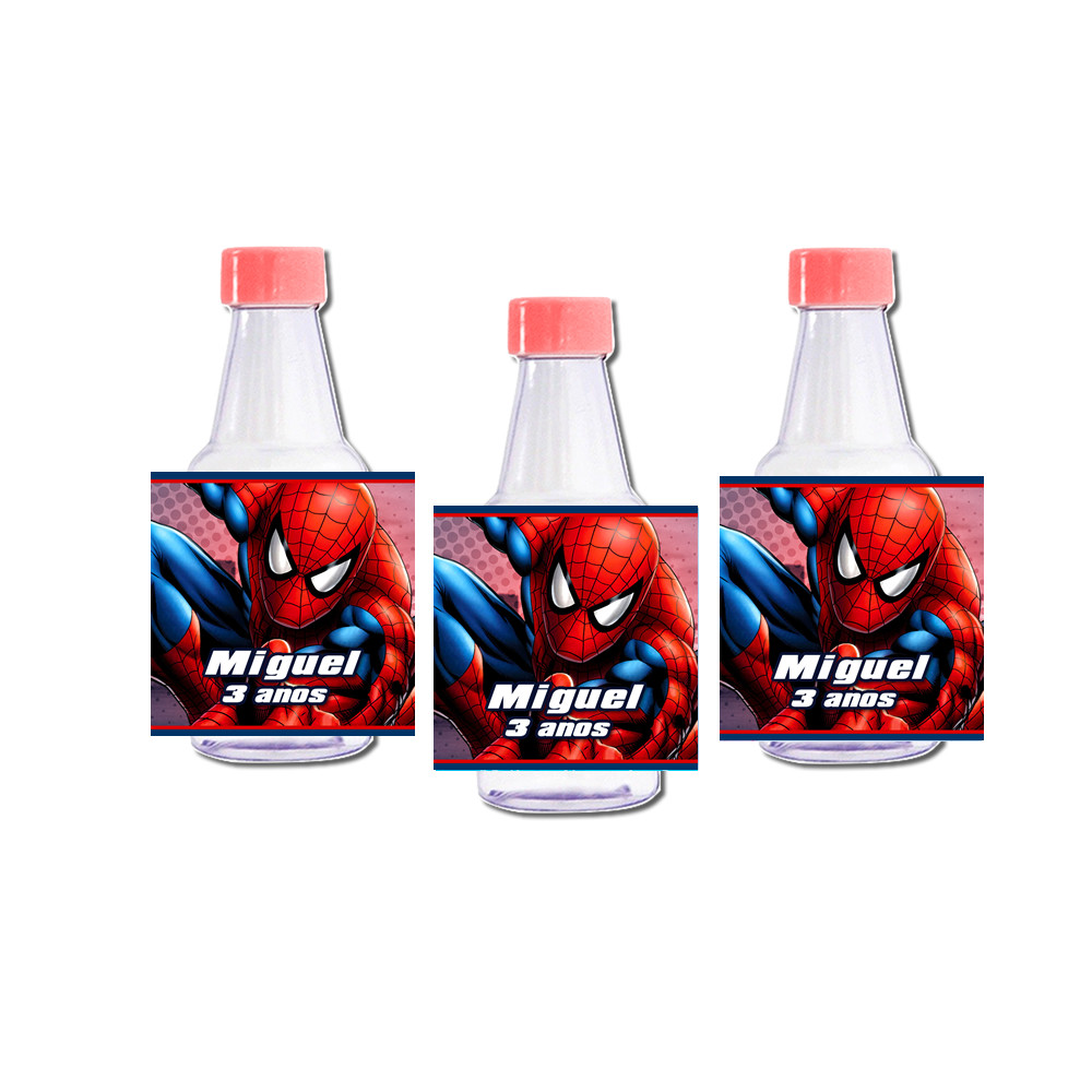 KIT 15 Rótulos Adesivos Garrafinha Mini Garrafa Personalizada Homem Aranha