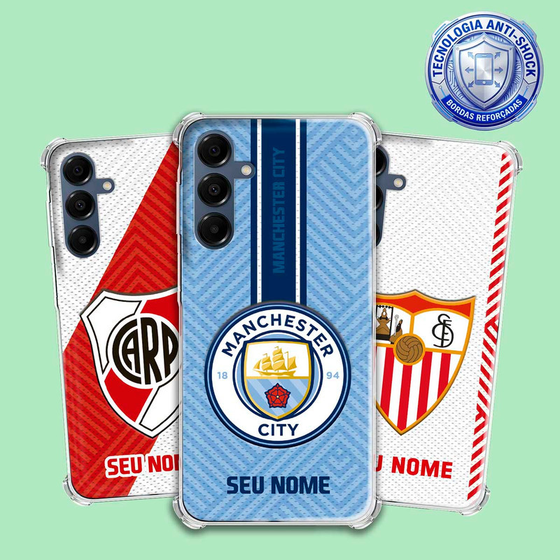 Capa Capinha - Samsung Galaxy A16 - Futebol Clubes Internacionais Personalizada Anti-Impacto