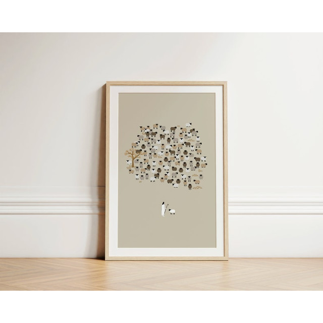 Quadro Decorativo Com Textos Bíblicos Religioso Para Sala, Escritório e Quarto - Ovelha Perdida