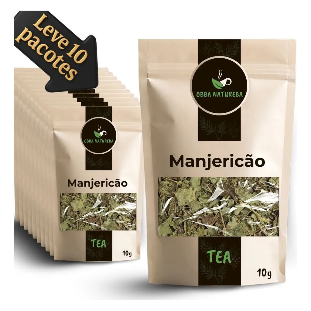 Manjericão para Chá Ervas Embalada Com Cuidado Indicada Para Infusão - Leve 10 Pacotes