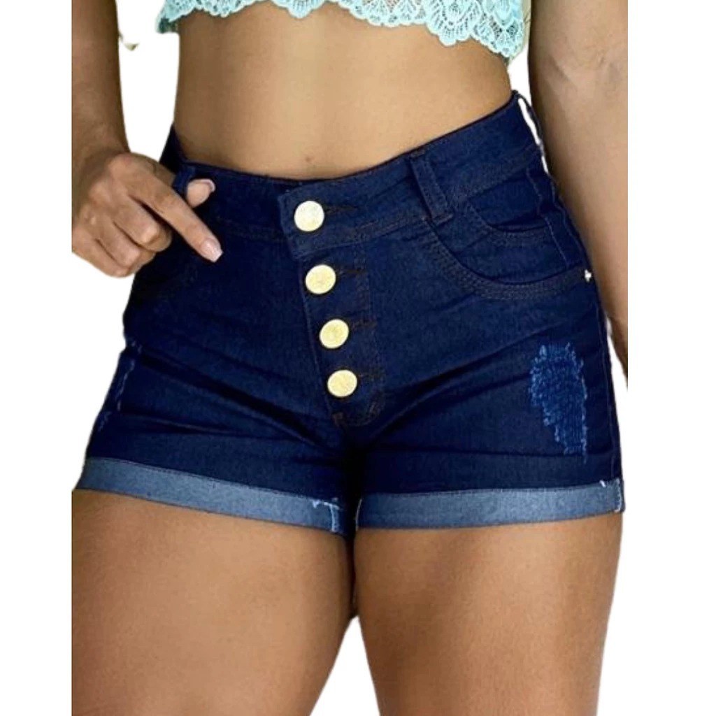 Short Jeans Feminino Comfort Lavagem Escura com Lycra, Empório do Jheans