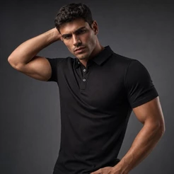 Camisa Polo Masculina Manga Curta Gola Tecido Elástico Respirável Confortável Caimento Slim Casual Trabalho 10 Cores