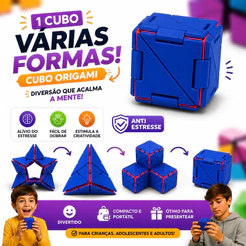Cubo Mágico Origami Transformador Fidget Sensorial Antiestresse Articulado Brinquedo para Foco e Concentração