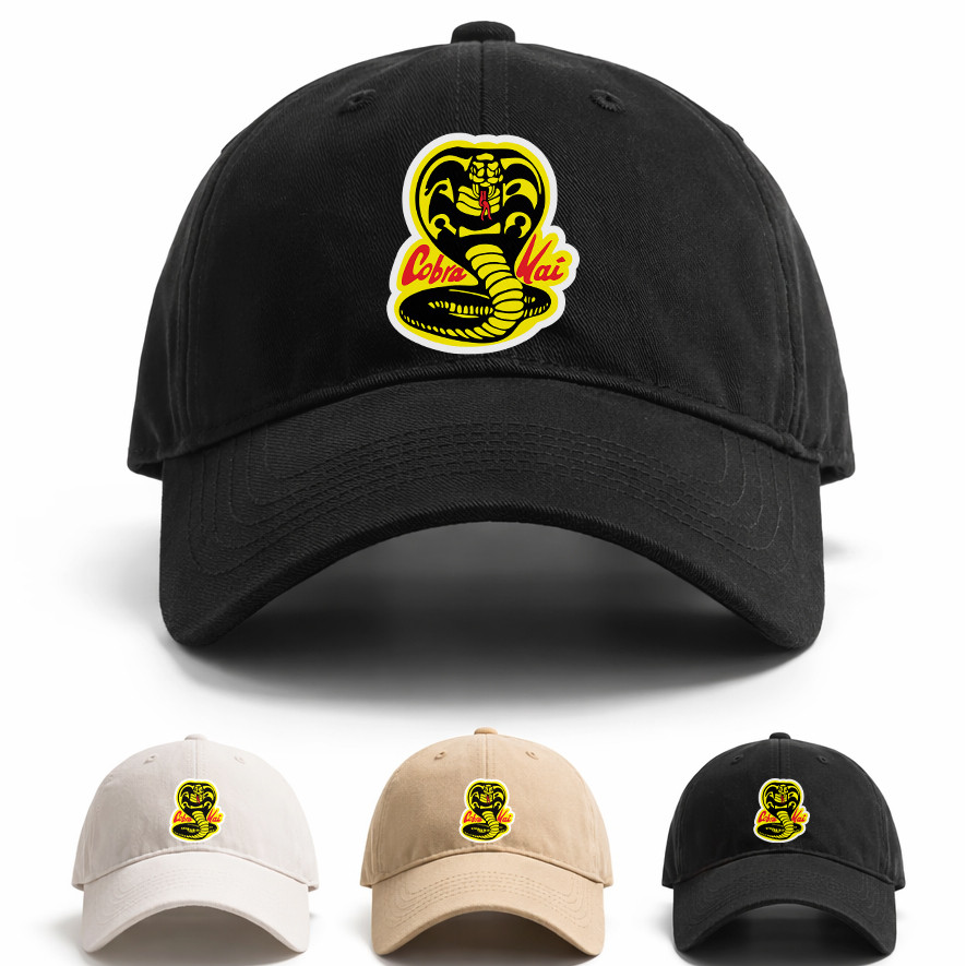 Boné Aba Curva Premium Cobra Kai Karate Kid 80s Branco Estilo Retro Verao Promoção Exclusivo Confortável Moda Verão