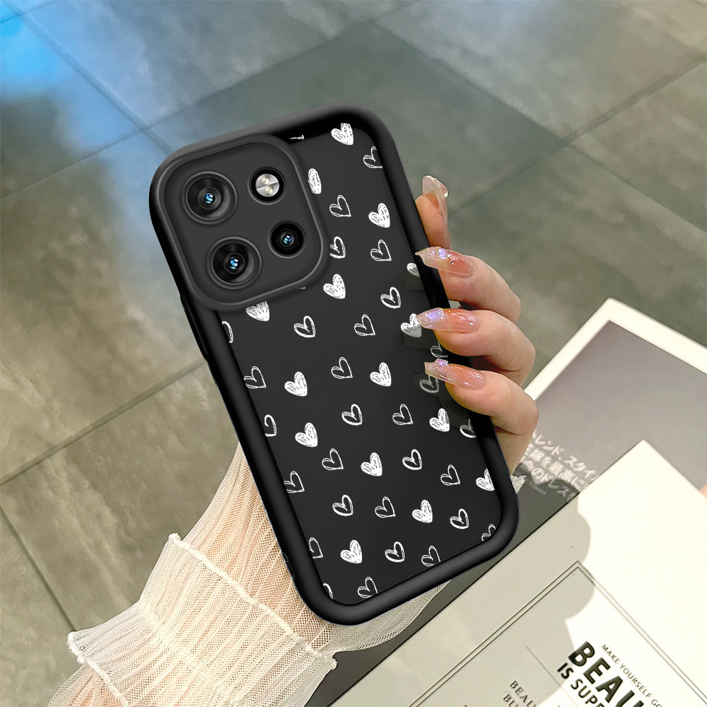Capinha Preta Com Coração De Amor Para Motorola Moto Edge 60 50 Neo Capa de Celular TY7521