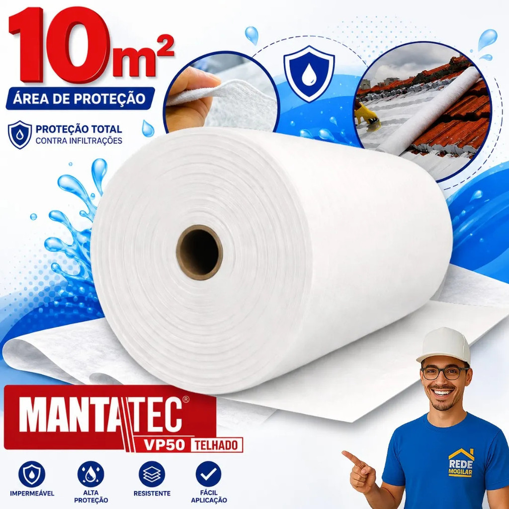 Manta Bidim VP50 10m2 Para Telhados Brasilit Eternit E Fibrocimento