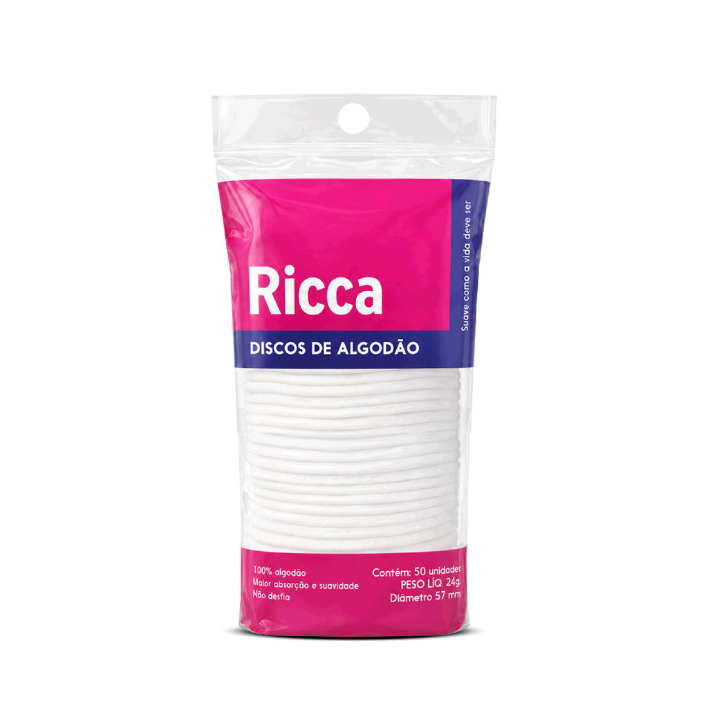 Discos de Algodão 50 Unidades | Limpeza Facial Maquiagem e Estética Ricca