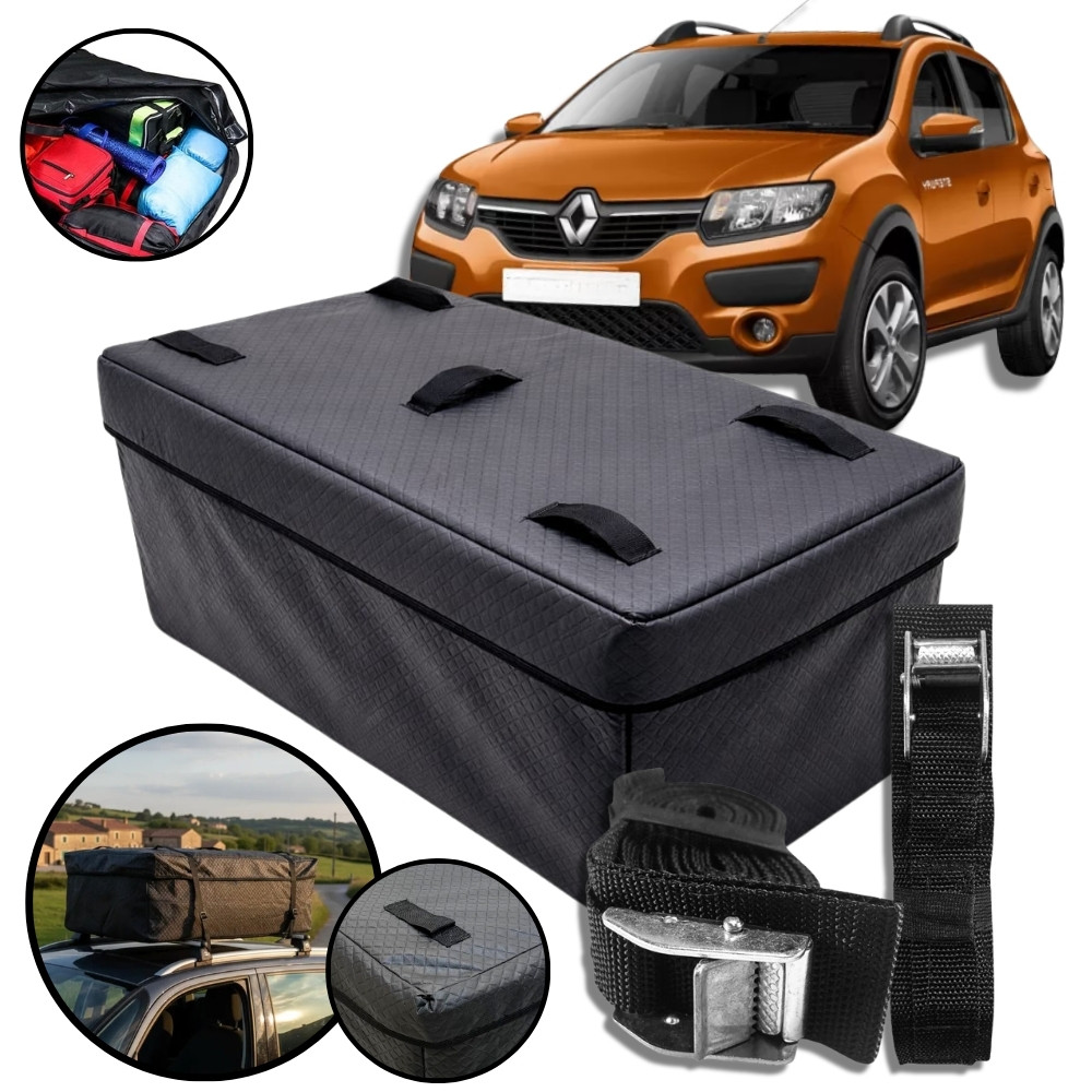Bolsa Maleiro Teto 180L Impermeável+Cinta Sandero Stepway