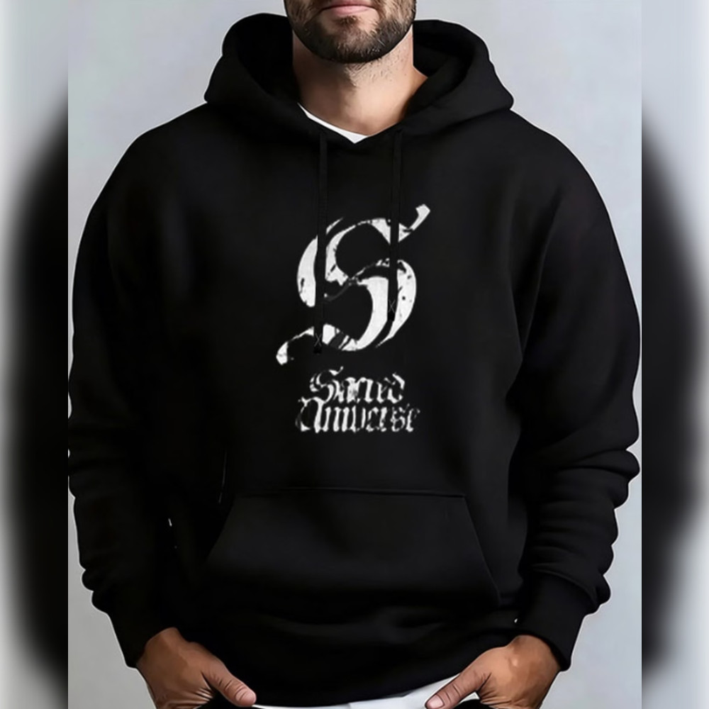 Moletom com Capuz Masculino Universo Sagrado - Estampa Grunge 'S' & "Universo Sagrado", PreREF-4578