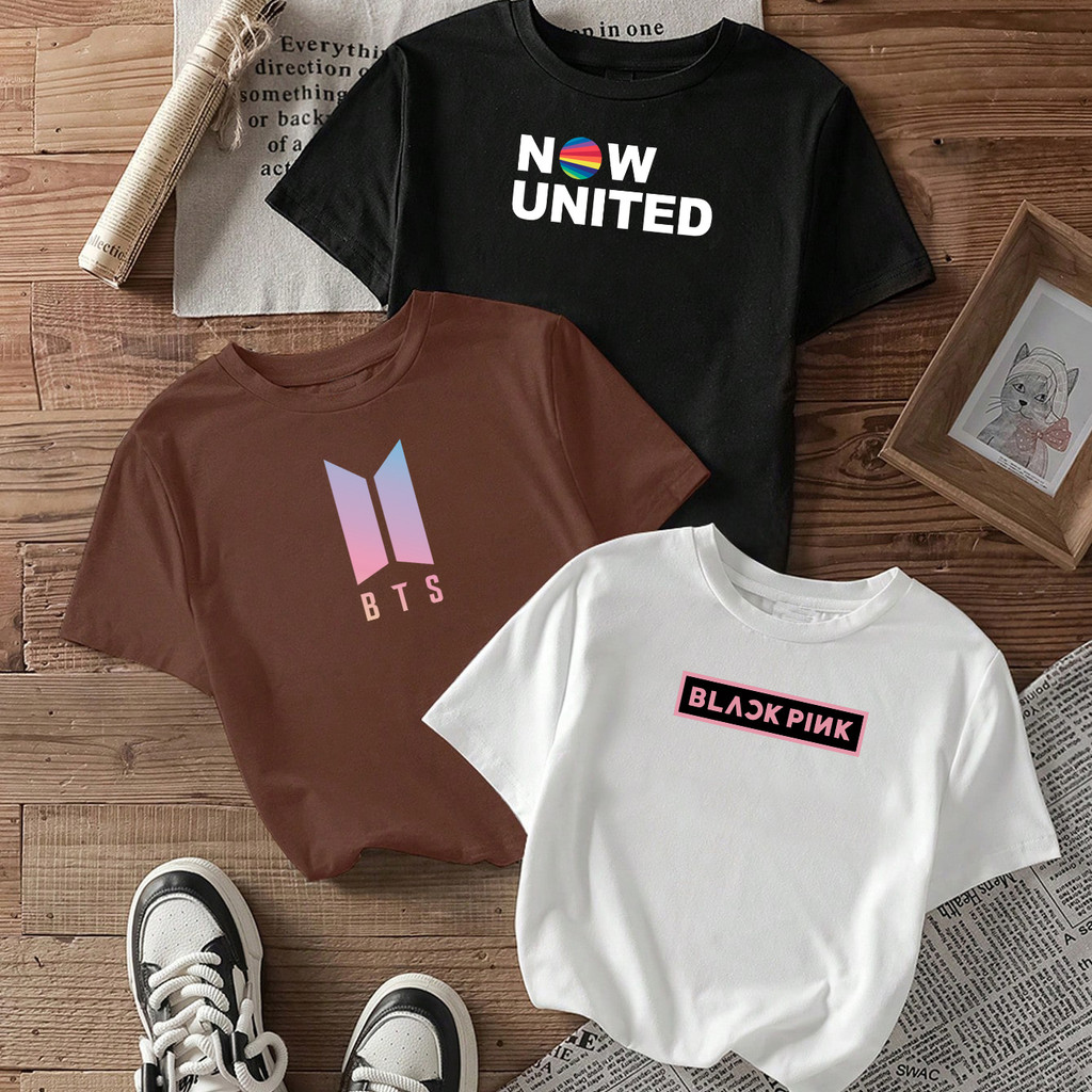T-shirt Now United BTS e Blackpink Camiseta Feminina Básica Fandom Musica Pop Coreia