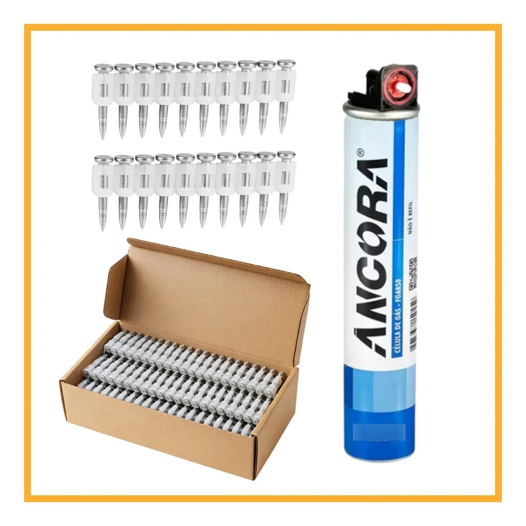 Kit Célula De Carga Gás + 1000 Pino Liso 3x27mm Aço Galvanizado Para Fga850n Fixação Alvenaria