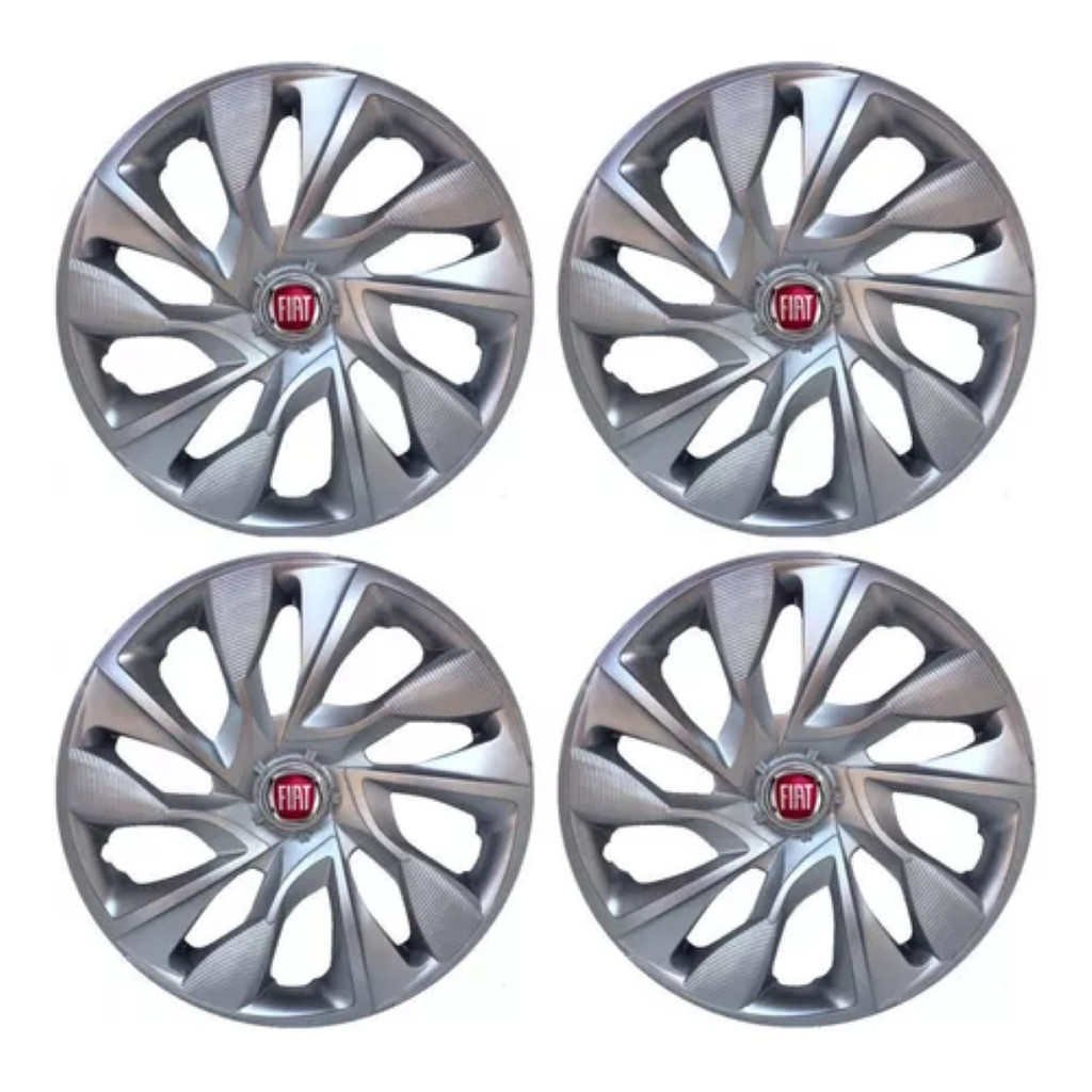 Jogo Calota DS4 Fiat Prata Argo Brava Bravo Cronos Doblo Elba Fiorino Grand Siena Ideia Linea Marea Palio Premio Punto