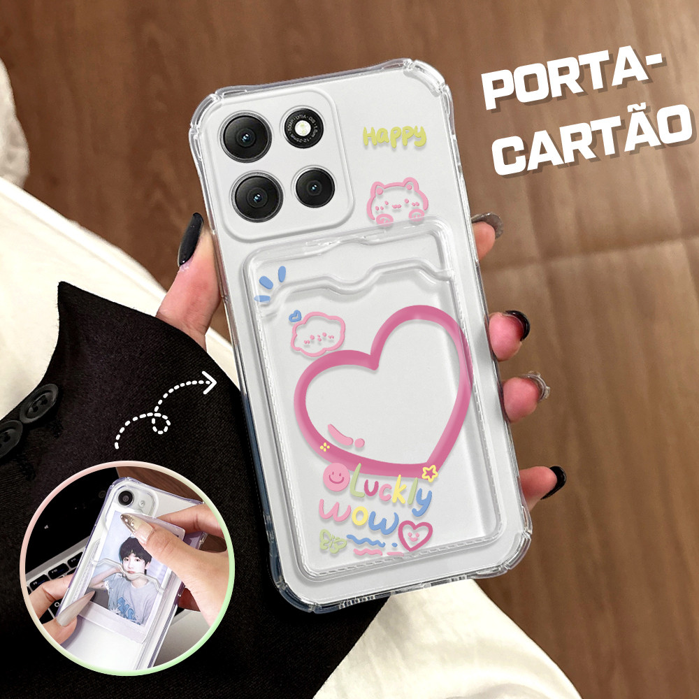 Capinha Com Porta-Cartões Para Motorola Moto G86 5G Capa De Luxo Amor Case KB 6186