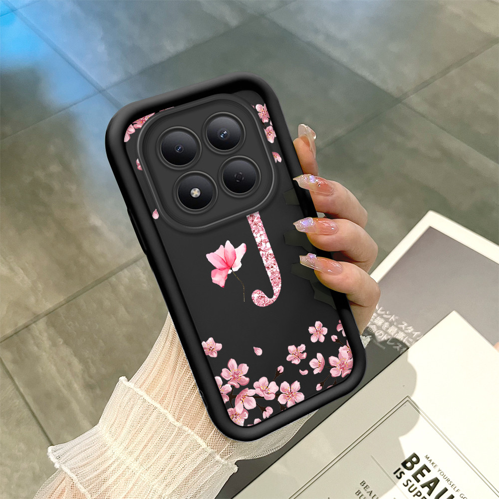 Capinha Flor Para Xiaomi Redmi Note 15 Pro 5G Capa Com Letra Personalizada Macia