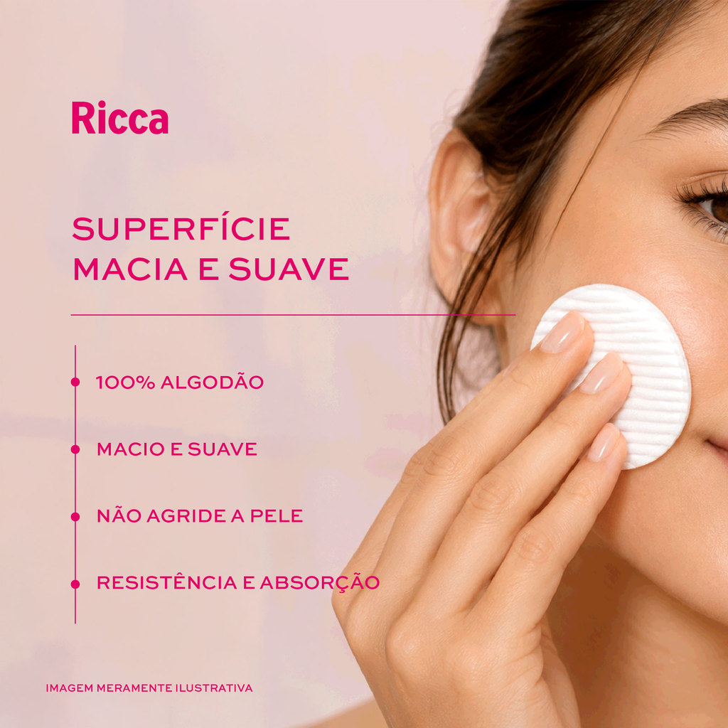 Discos de Algodão 70 Unidades | Limpeza Facial Maquiagem e Estética Ricca · foto 2